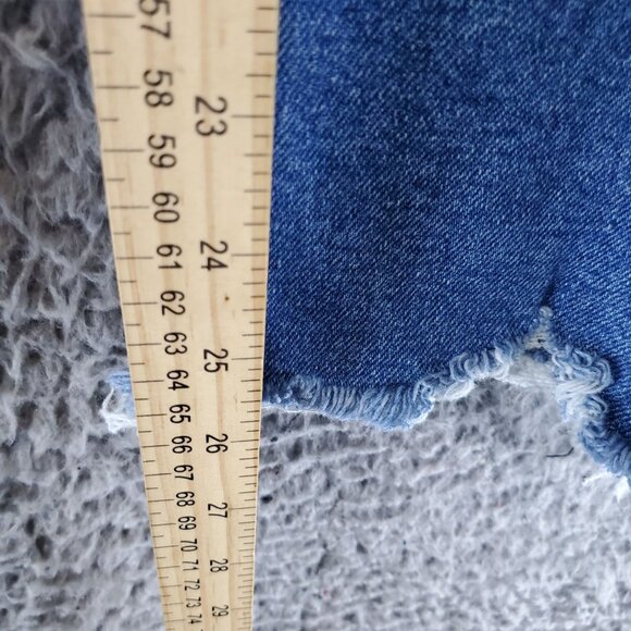 Just Black Denim Jeans Womens Size 29 Blue Distressed Raw Hem Straight Cut USA - Picture 7 of 12